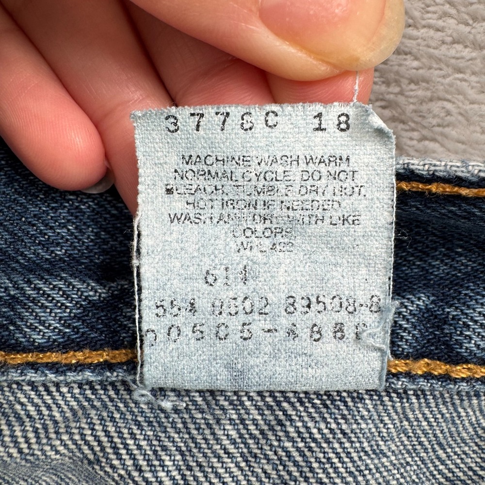 Levis 505 Jeans Mens 36x32 Blue Regular Fit Straight Leg Denim Made in USA - Picture 10 of 16